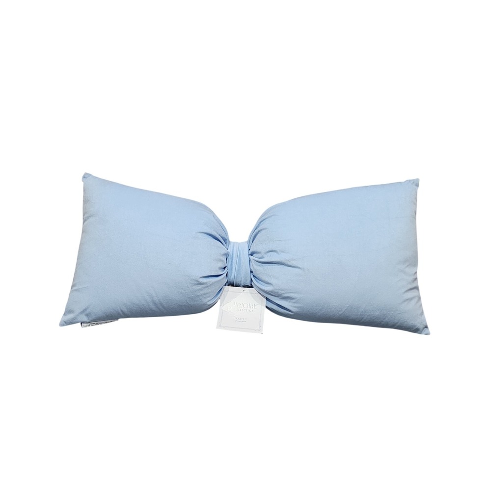 Armoire Collection Coquette Bow Decorative Pillow Light Blue 30x14 NWT